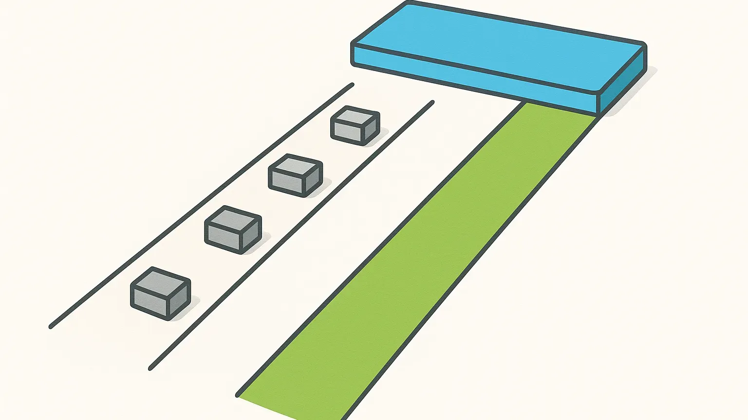 Two lanes to one platform, one blocked and one clear, illustrating friction in developer experience.