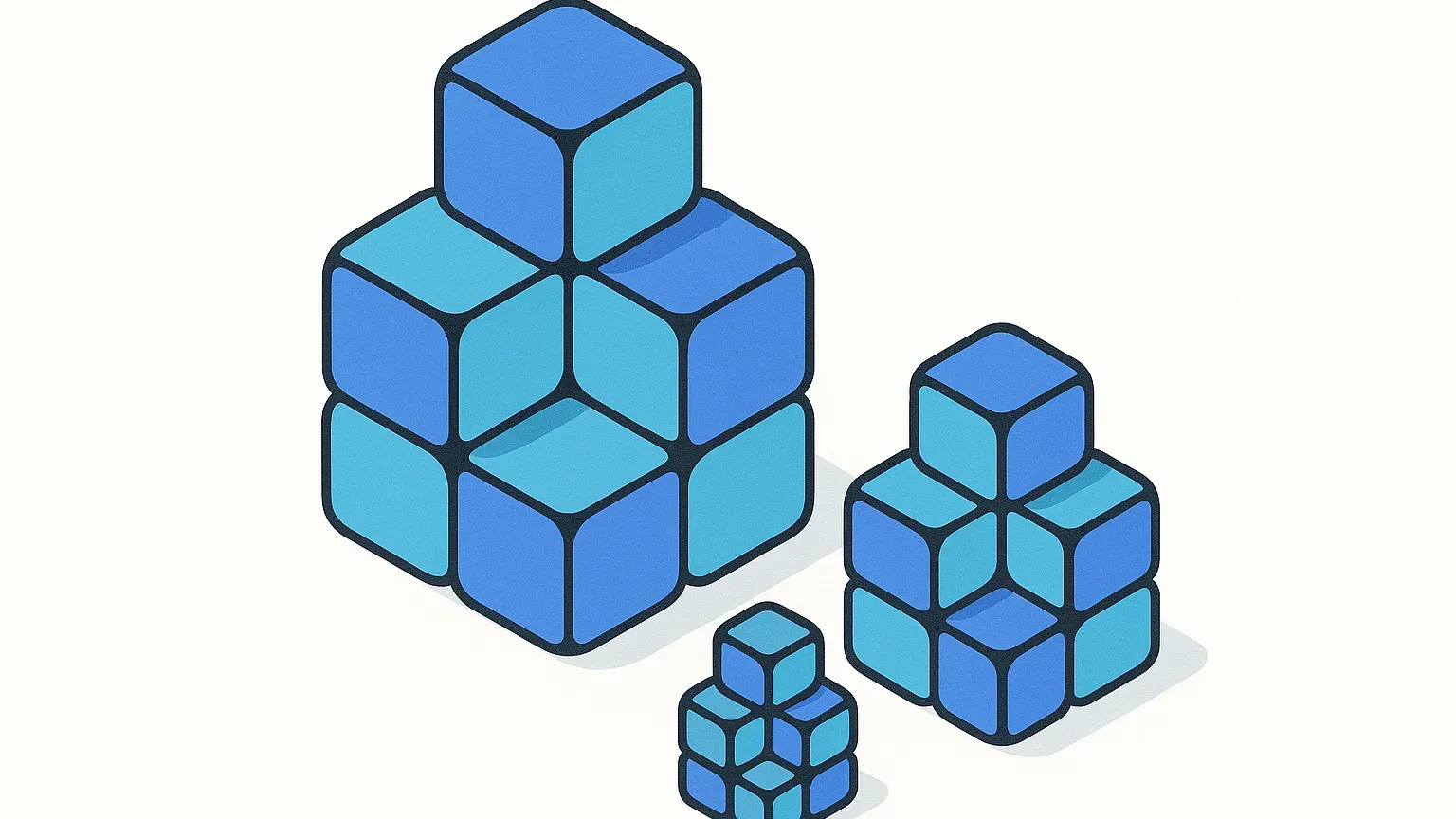 The same modular structure repeated at three different scales.