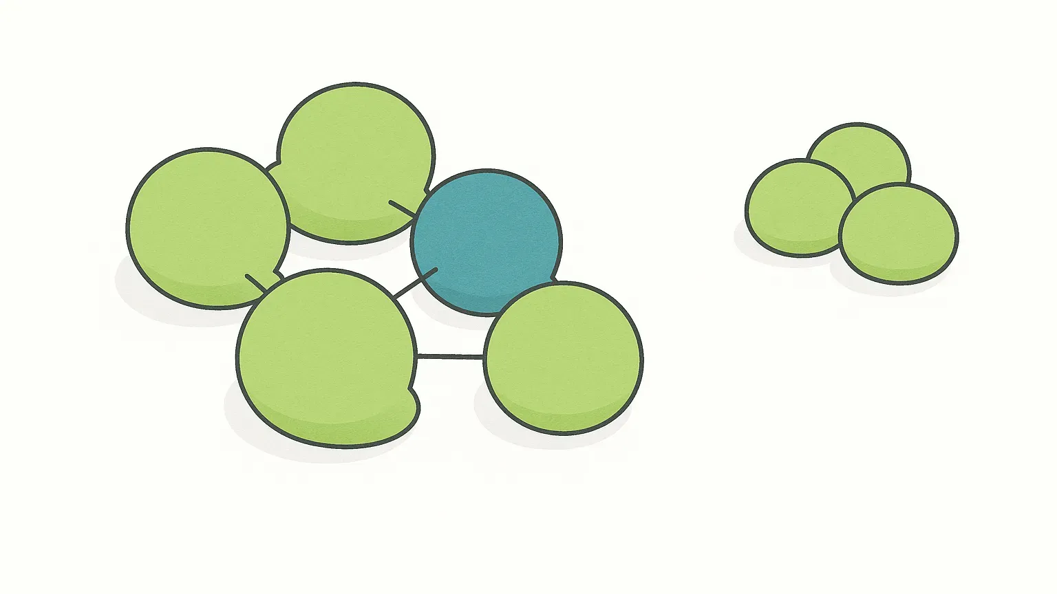 A specialist shape sitting inside a team cluster, connected to every member.